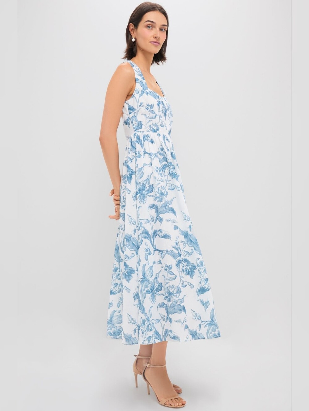 NWT Hyacinth House Dusty Blue Floral Maizie Maxi Dress Size M - Picture 3 of 10